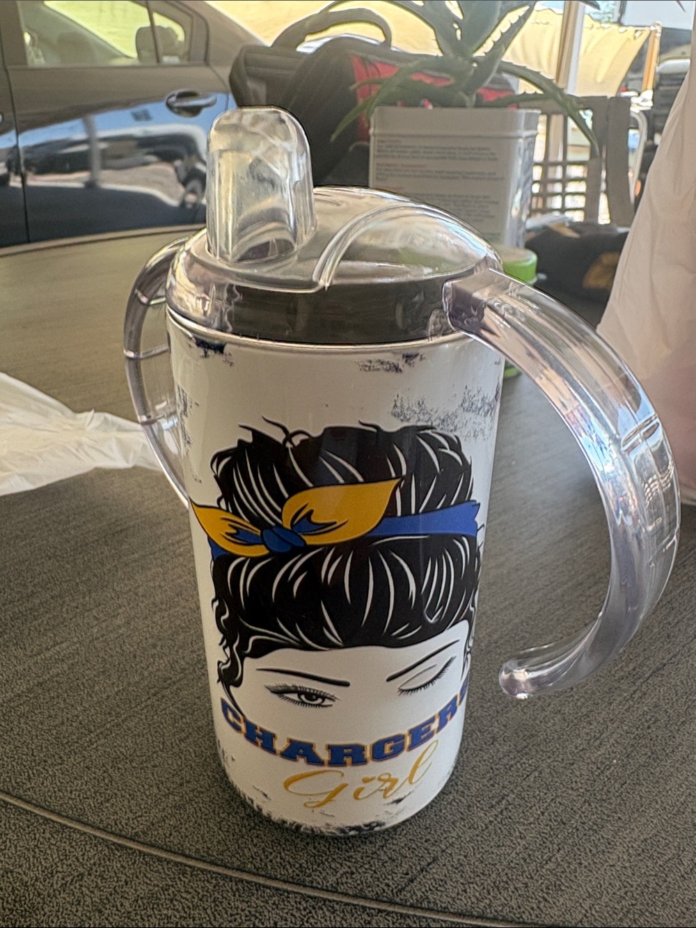 Chargers Girl Kids Sipper Cup - White with Blue & Yellow Accent